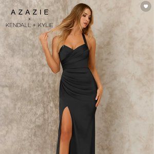 NWT Black Satin Floor Length Dress AZAZIE X KENDALL + KYLIE